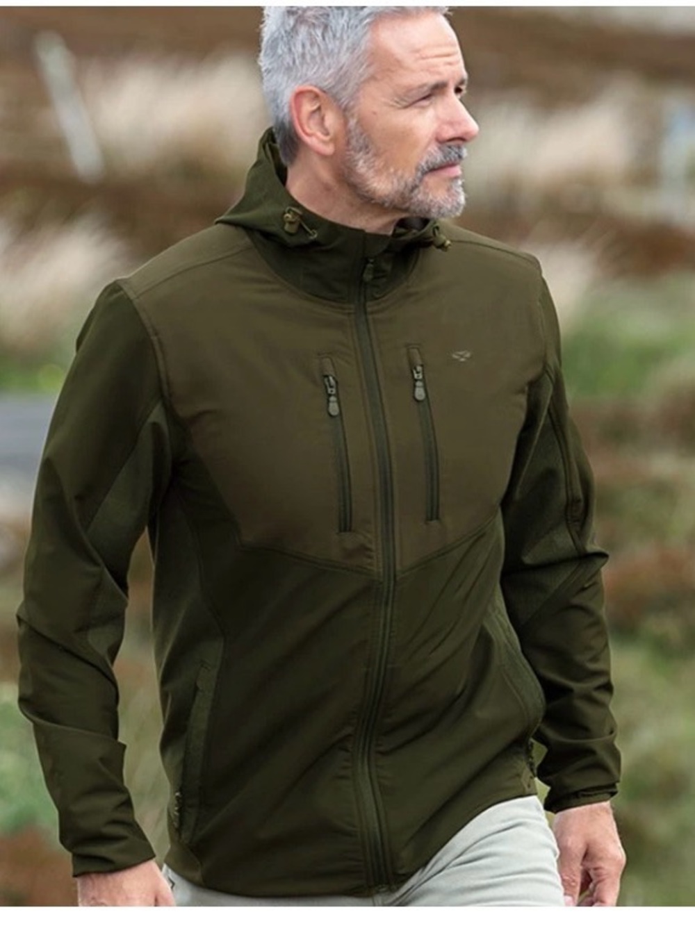 Hoggs of Fife Field Pro Ardross 4-Way Active Hooded Jacket Brown Med Like New!